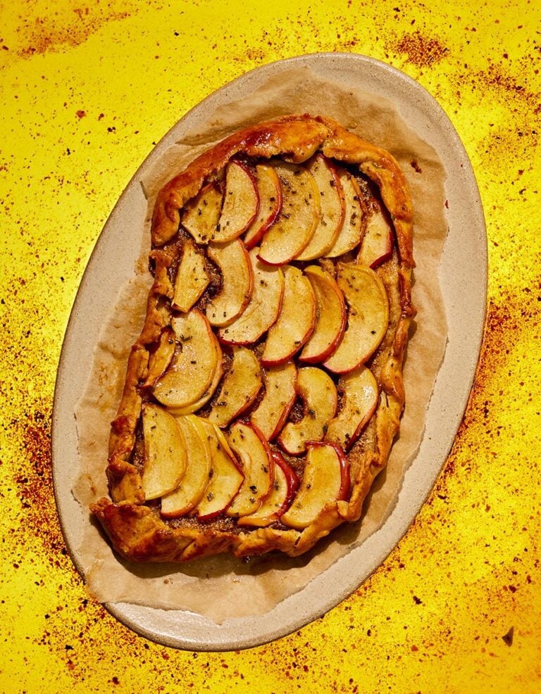 Apple, hazelnut and rosemary galette with brown butter pastry