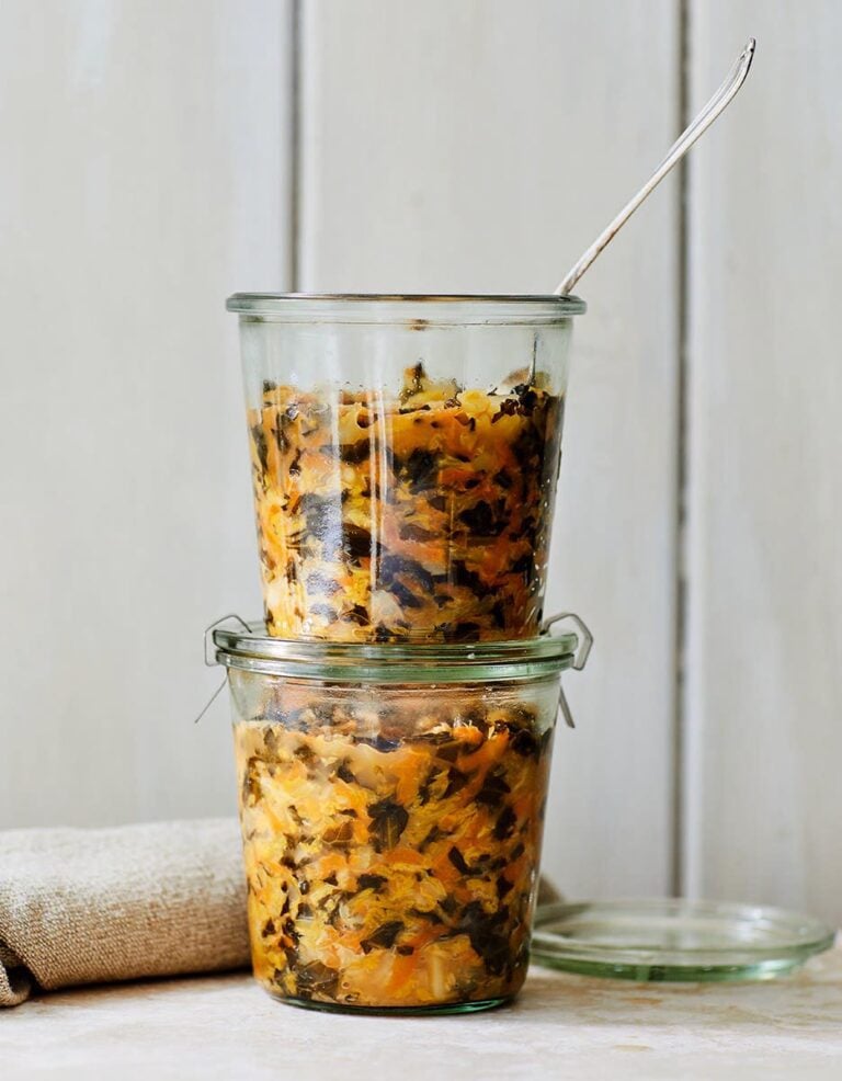 Smoky kale and carrot sauerkraut