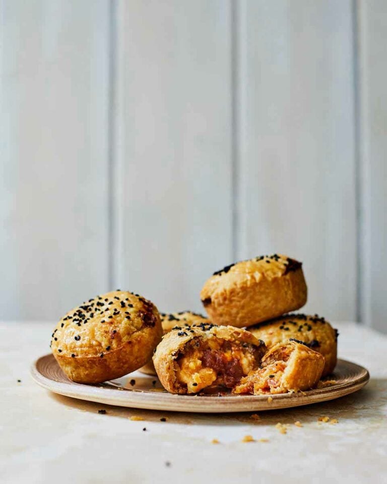 Double-cheese and chutney pies