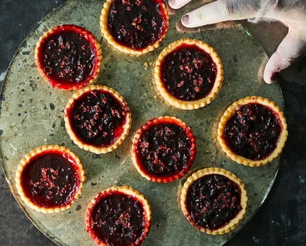 Halloween black cherry jam tarts