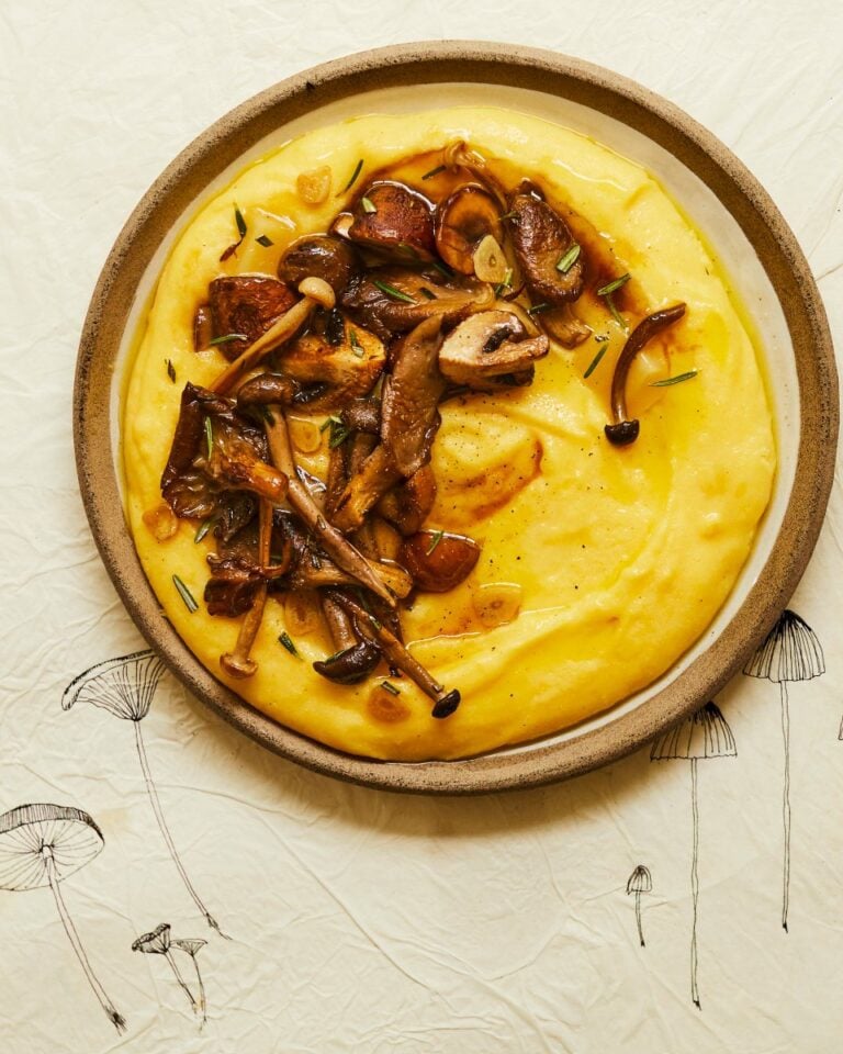 Creamy polenta with mushrooms and taleggio
