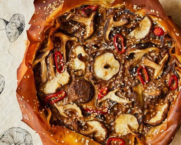 Miso shiitake mushroom tart