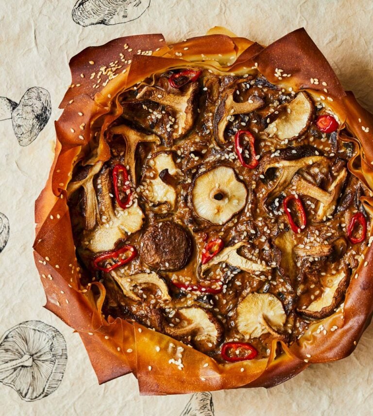 Miso shiitake mushroom tart