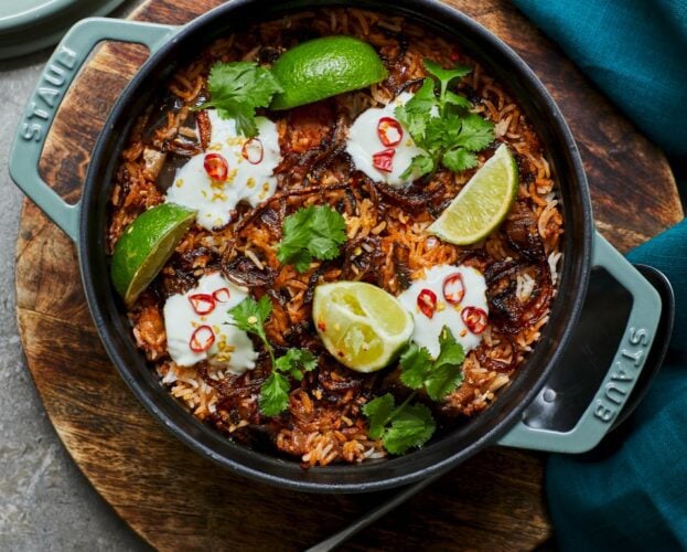 Vegan aubergine biryani