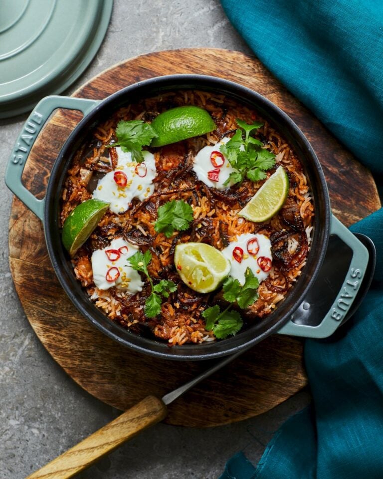 Vegan aubergine biryani
