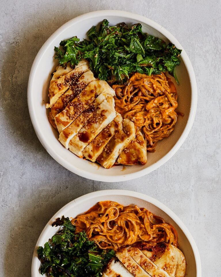 Kimchi chicken noodle bowl