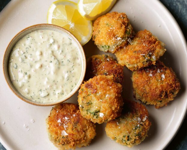 Tom Kerridge’s prawn cakes with dill mayonnaise