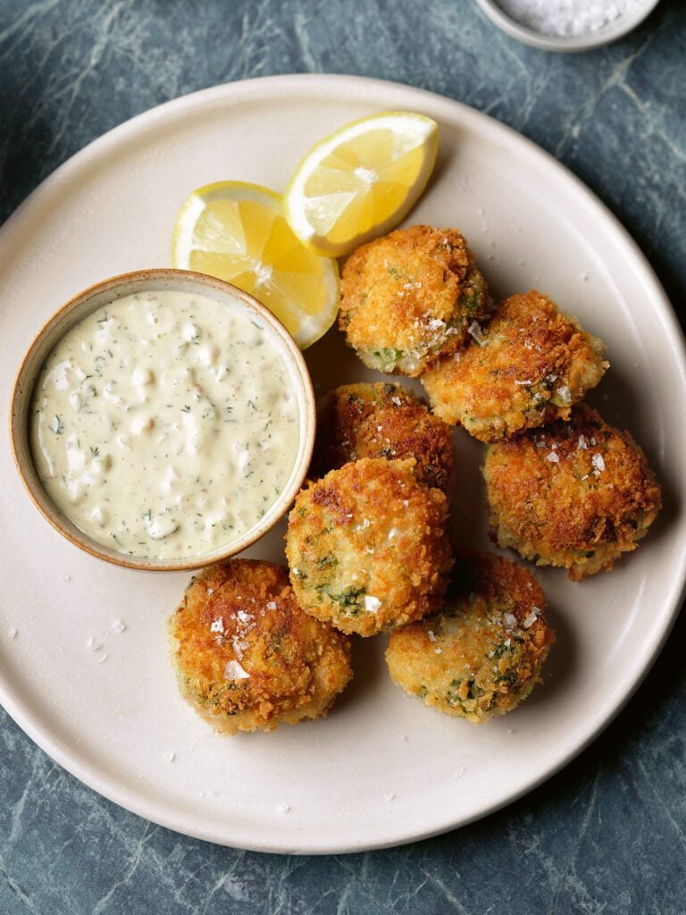 Tom Kerridge’s prawn cakes with dill mayonnaise