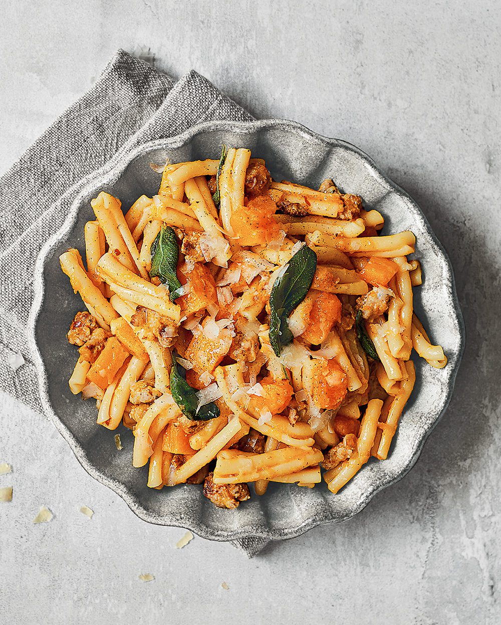 Sausage, squash and sage pasta delicious. magazine