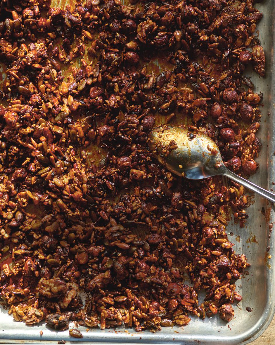 Chilli, honey and soy roast nuts and seeds delicious. magazine