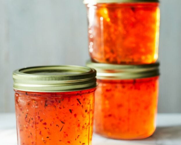 Jars of apple jelly