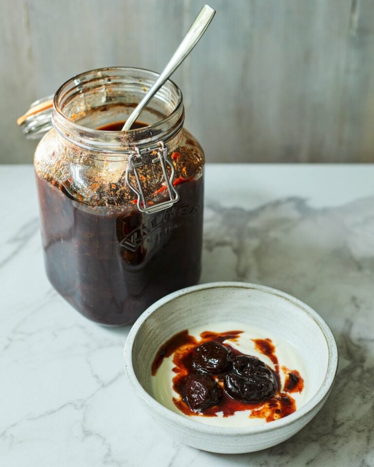 Spiced boozy prunes