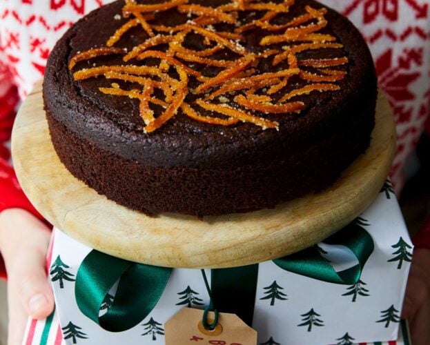 Chocolate, blood orange and hazelnut cake