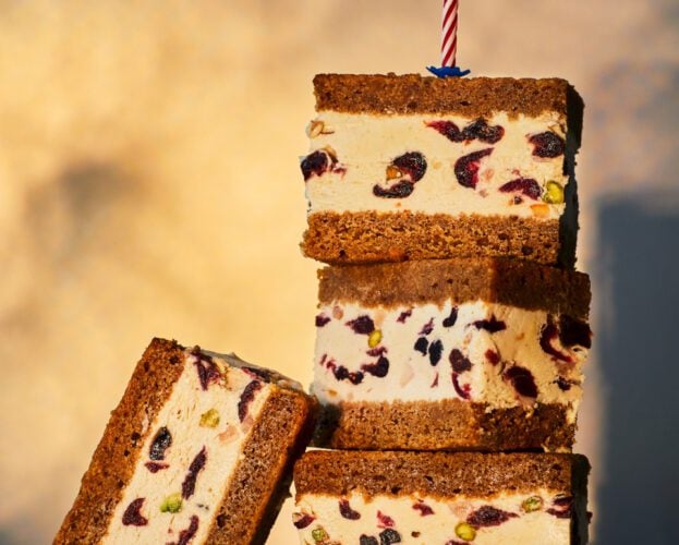Spiced fruit and mascarpone ice cream sandwiches