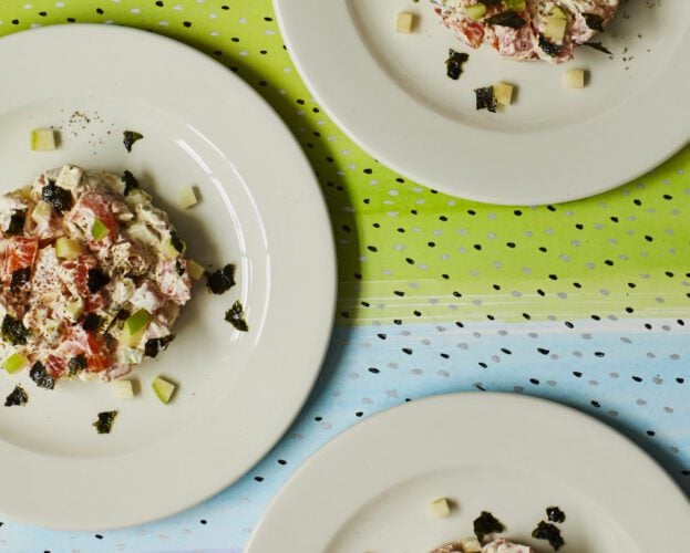 Cured trout tartare with apple and nori