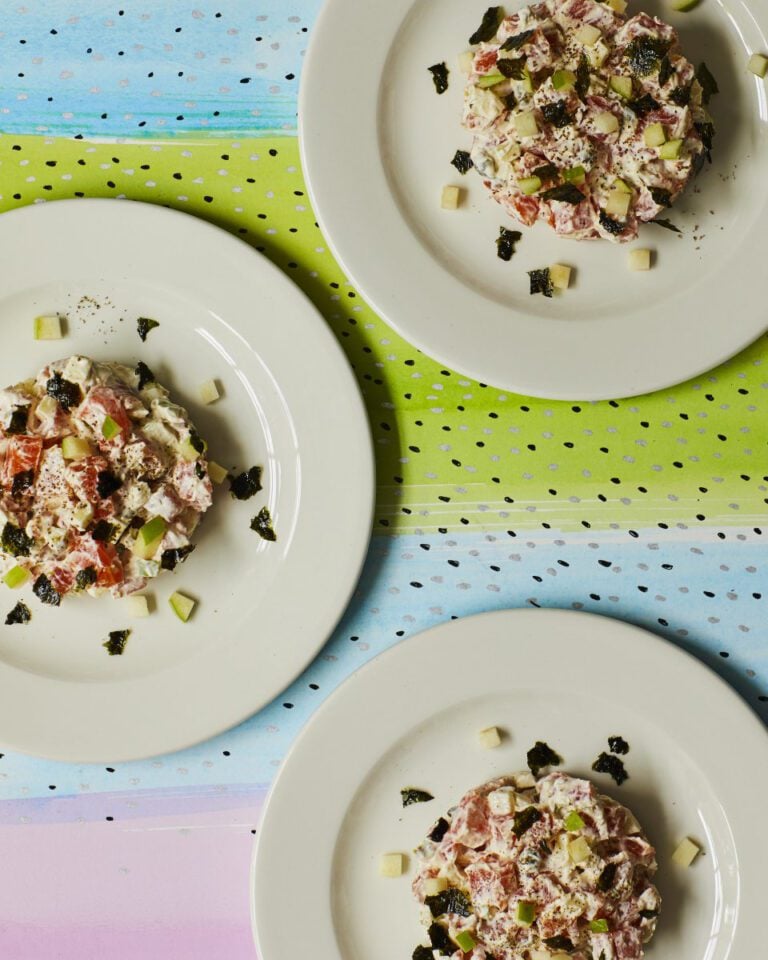 Cured trout tartare with apple and nori