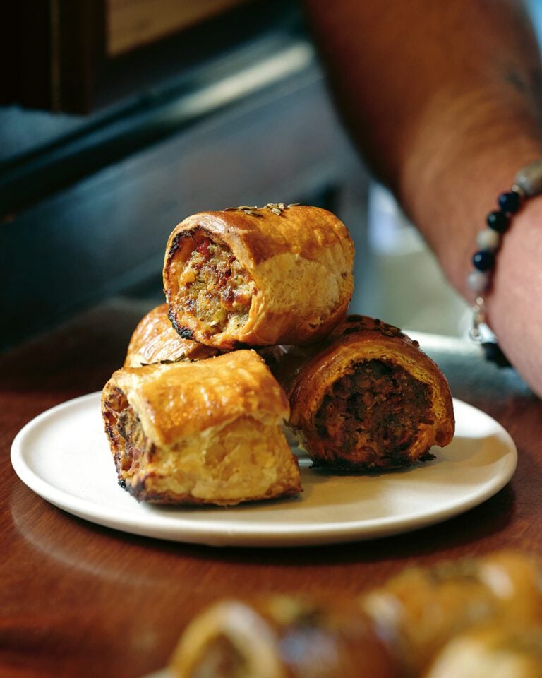 Tom Kerridge’s mini pork sausage rolls with ‘nduja