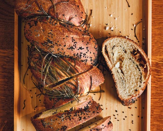 Caramelised onion and goat’s cheese challah