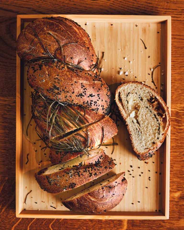 Caramelised onion and goat’s cheese challah