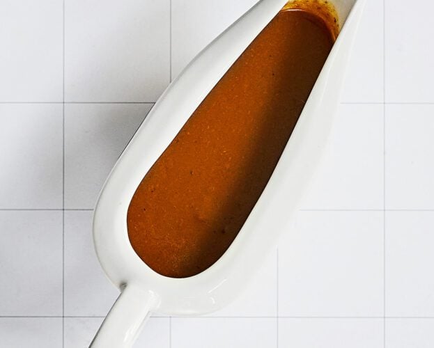 Filled gravy boat