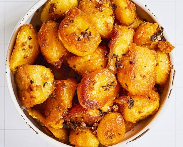 A bowl of roast potatoes