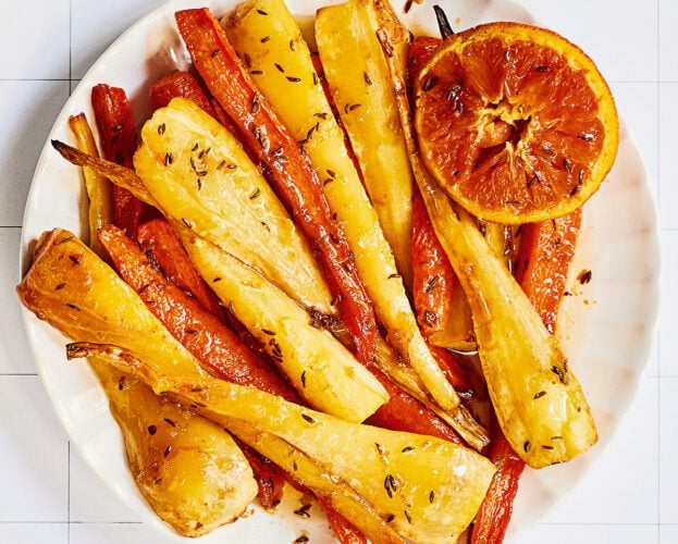 Orange and honey-roast carrots and parsnips