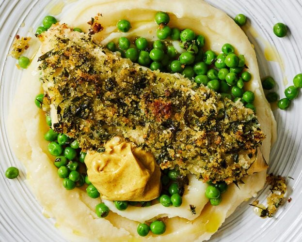 Baked haddock with mash