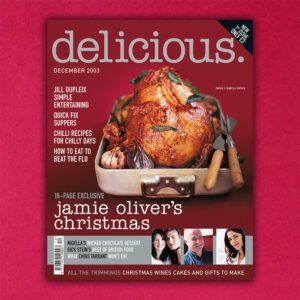 The December 2003 cover of delicious. magazine, featuring a turkey crown