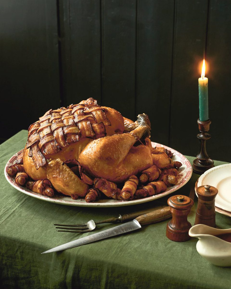 Roast turkey with a bacon lattice - delicious. magazine