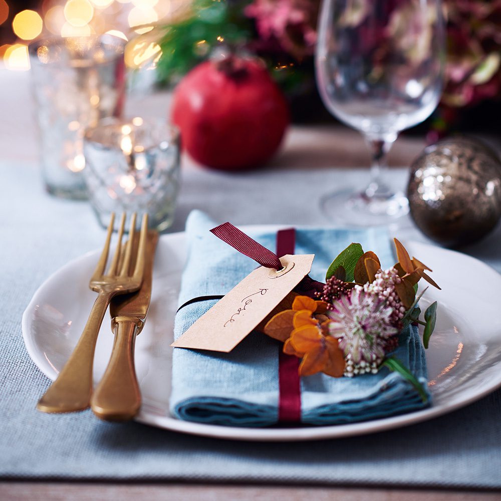 A Christmas place setting