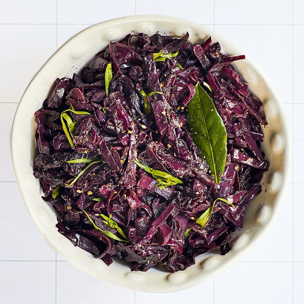 A bowl of braised red cabbage