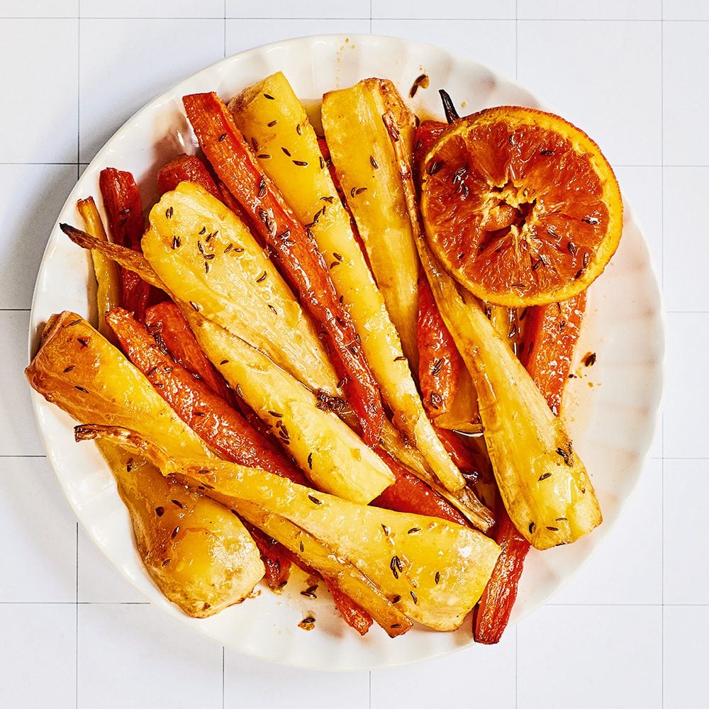 Roasted parsnips and carrots