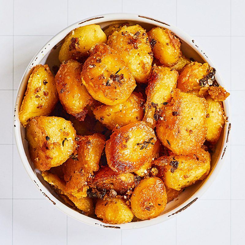 A bowl of roast potatoes