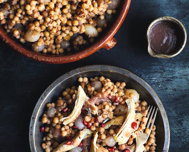 Moghrabieh (Lebanese stew with couscous and chicken)
