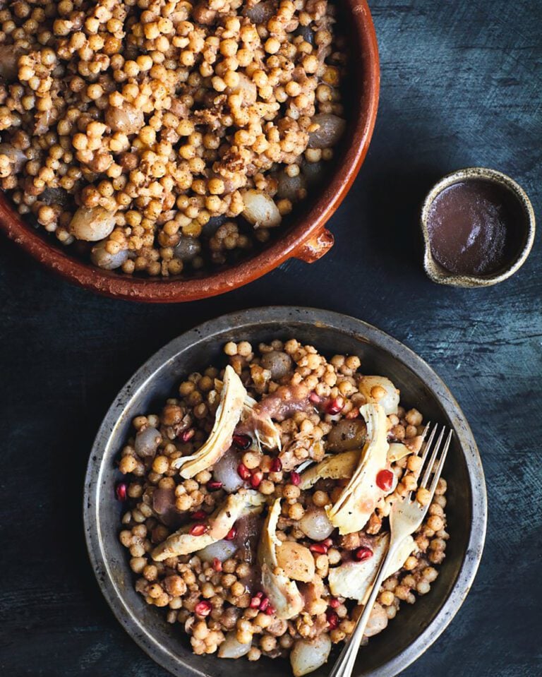 Moghrabieh (Lebanese stew with couscous and chicken)