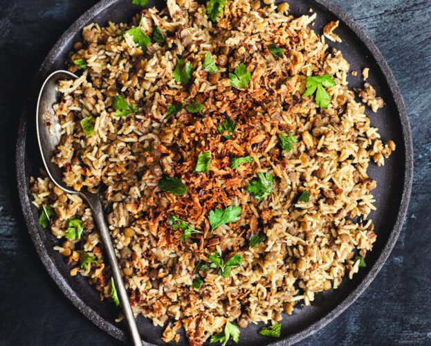 Moujadara (Lebanese rice and lentils)
