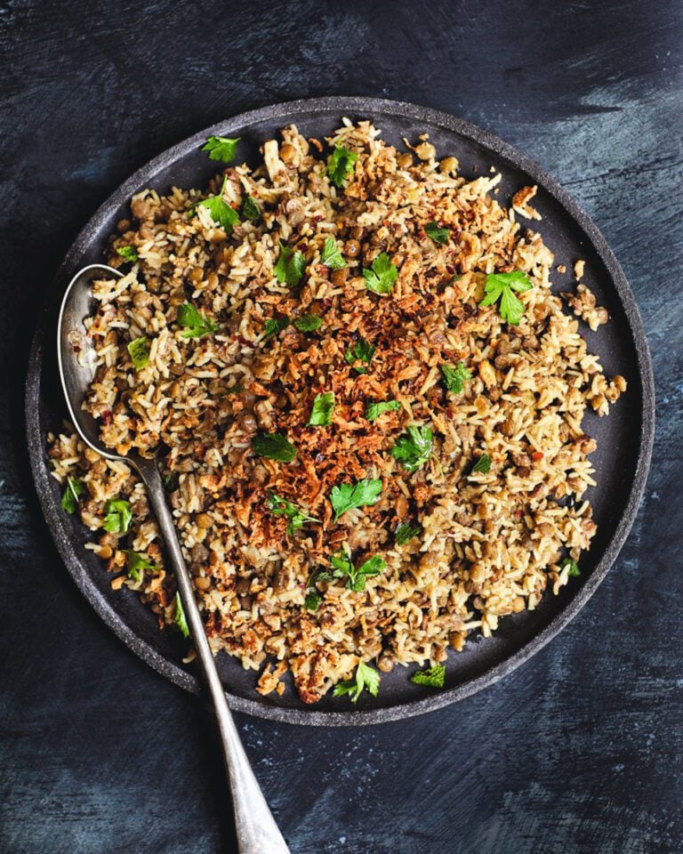 Moujadara (Lebanese rice and lentils)