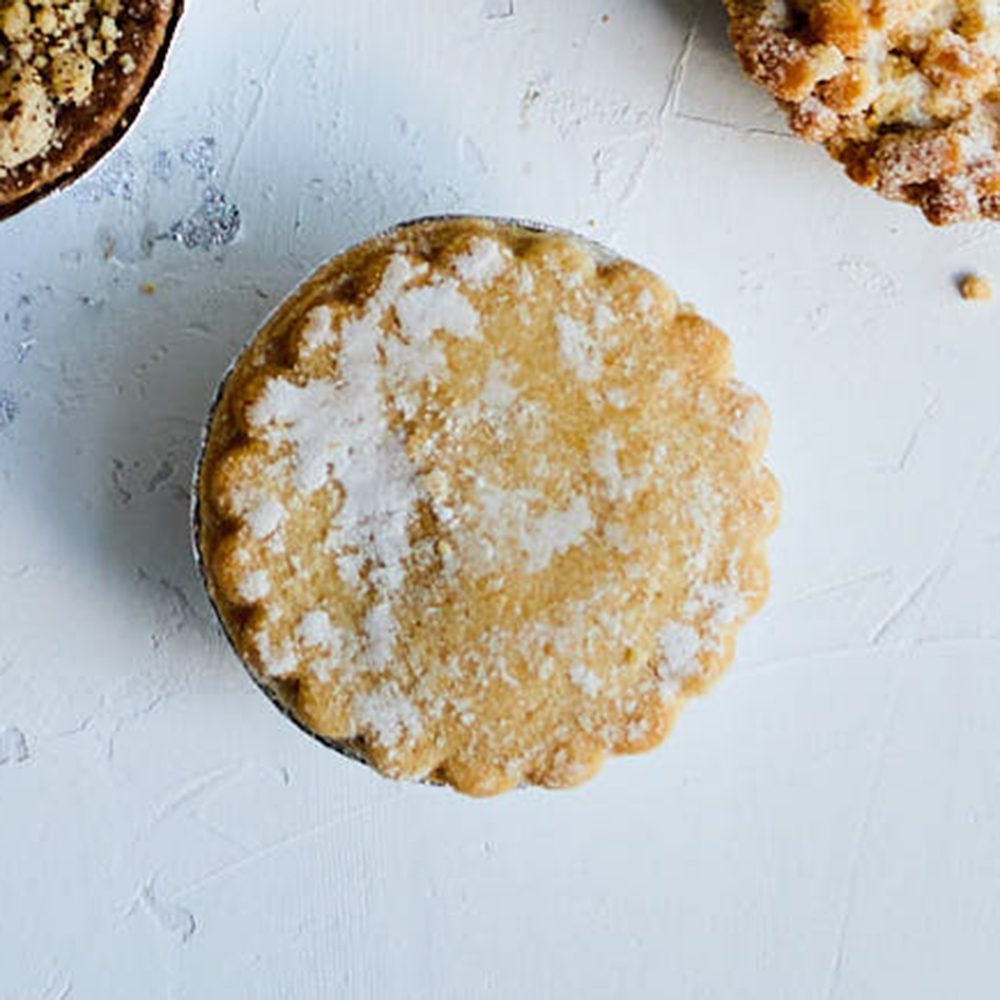 A mince pie on a white background