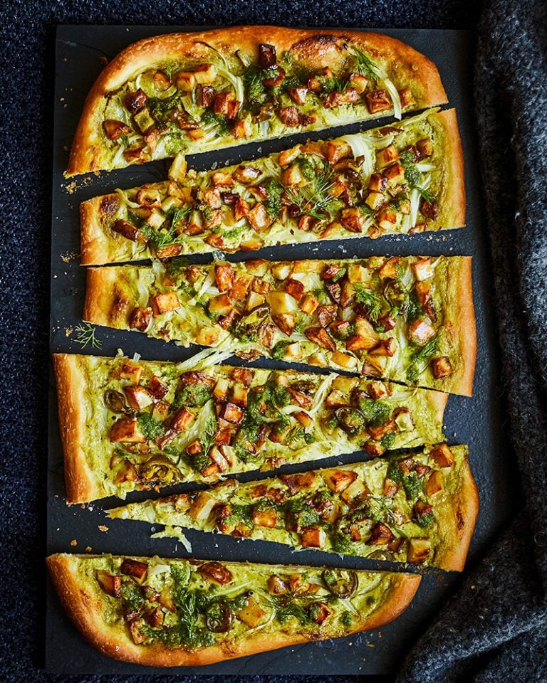 Dill and jalapeño potato pizza