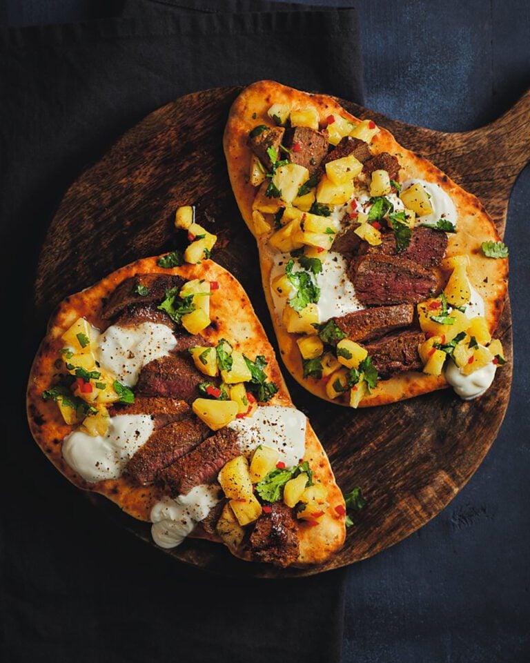 Spiced venison naan with pineapple salsa