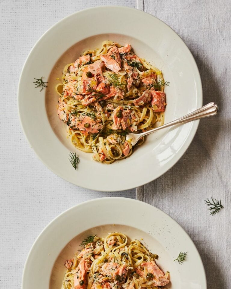 Creamy trout and caper linguine