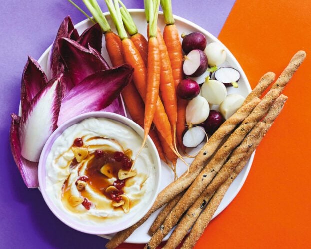 Whipped goat’s cheese with hot honey