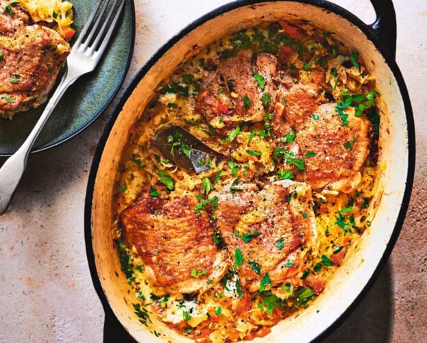 Chicken and choucroute garnie