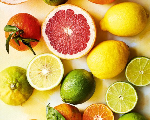 A variety of citrus fruit