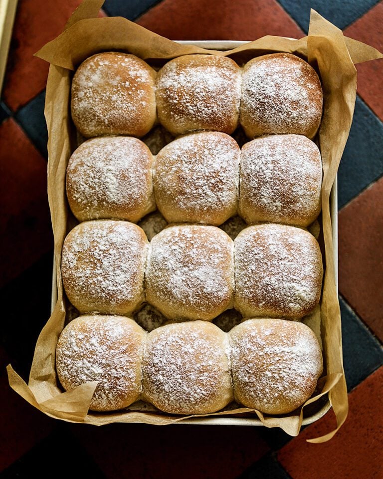 Soft and fluffy blaas (Irish bread rolls)