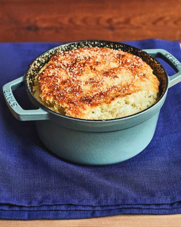 Cheddar and chive soufflé