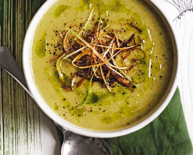 Spring onion soup with green oil