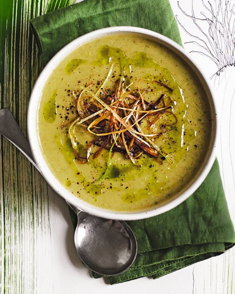 Spring onion soup with green oil