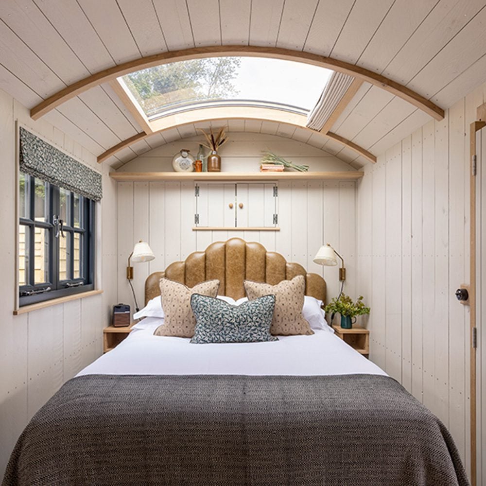 Interior of a shepherd's hut at Another Place in the Lake District