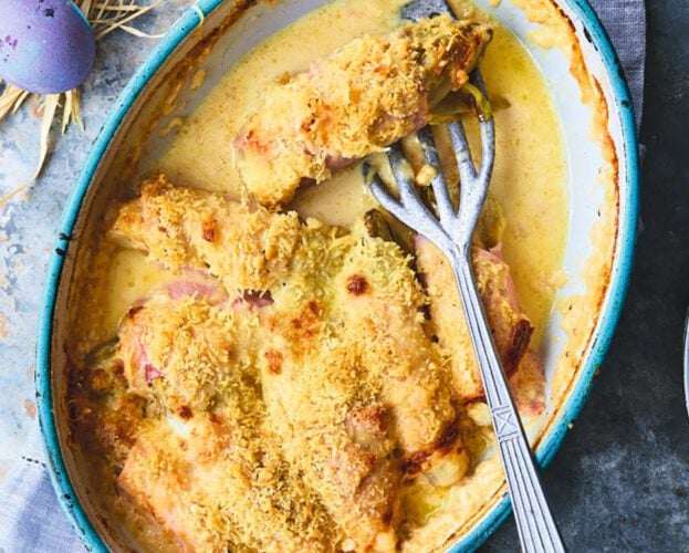 Baked chicory with ham